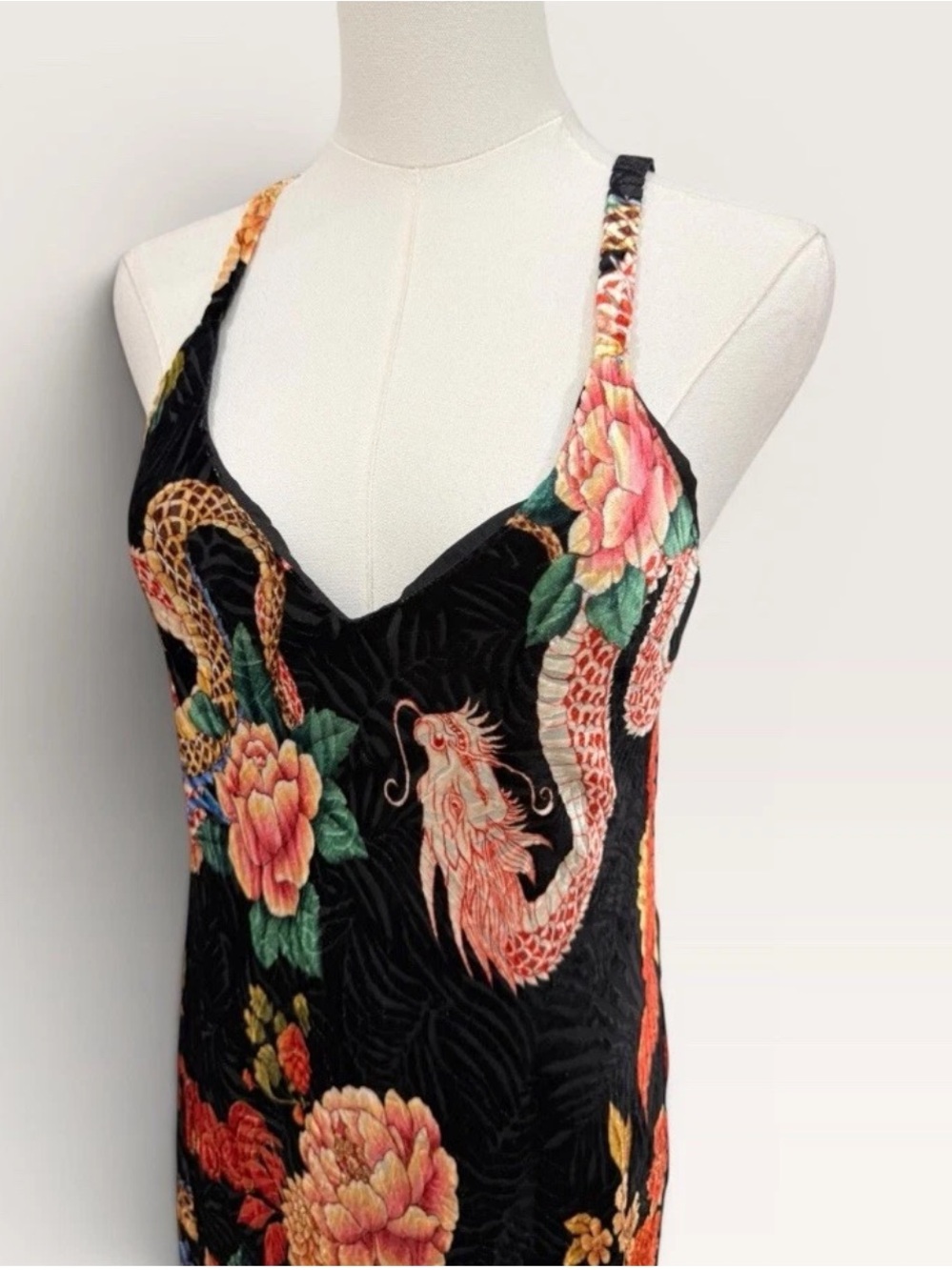 Johnny Was Small Kanako-Levi Bias Cut Burnout Maxi Dress NWT $400 Dragon Floral - Picture 5 of 13